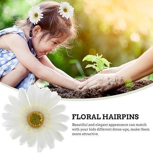 Miniatura 4 de Beaupretty 12 pinzas para el cabello de girasol, pasador de flores de margarita, hawaiano, playa, cocodrilo, pinzas para el cabello, broches para el