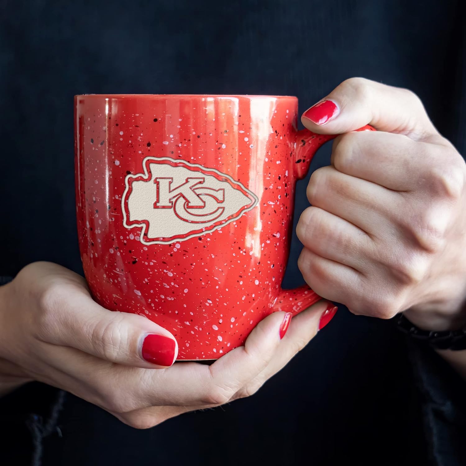 Rico Industries NFL Football 16 oz Team Color Laser Engraved Speckled Ceramic Coffee Mug - Image 4