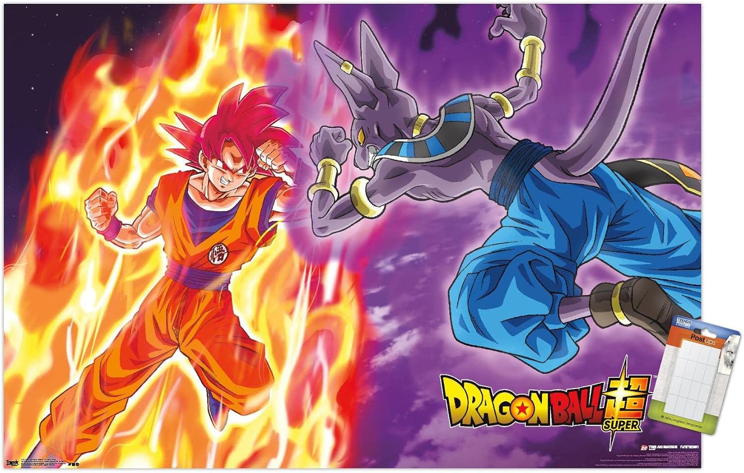 Trends International Dragon Ball: Super - Gods Battle Wall Poster, 22.375" x 34", Poster & Mount Bundle