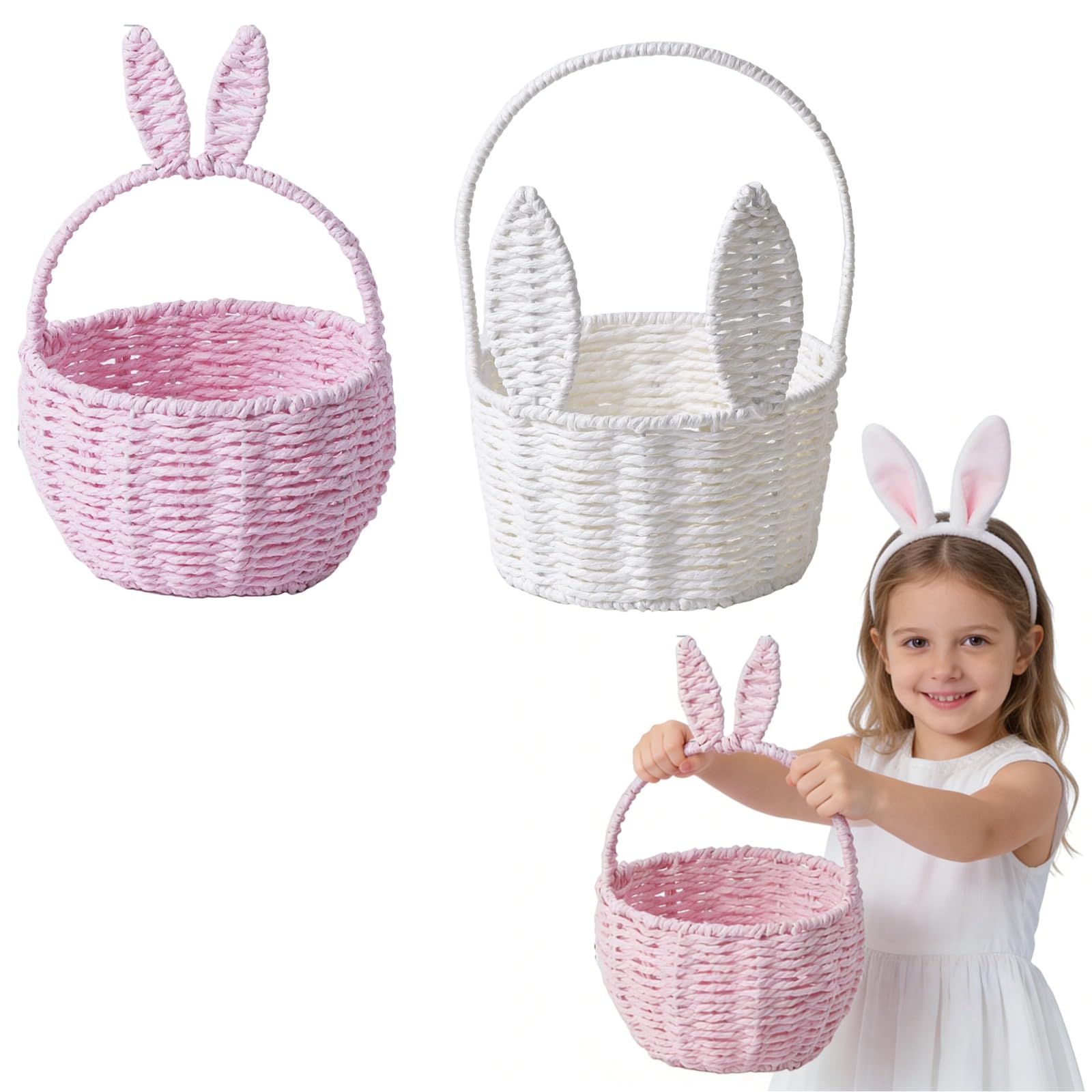 XIANZHE Osterkörbchen Kleiner Weidenkorb mit Henkel Osterkörbchen Kinder, Blumenmädchen Korb, Streukorb Rattankorb, Streukorb Hochzeitskorb, Geflochtener Geschenk Korb Klein, Osternest Aufbewahrung