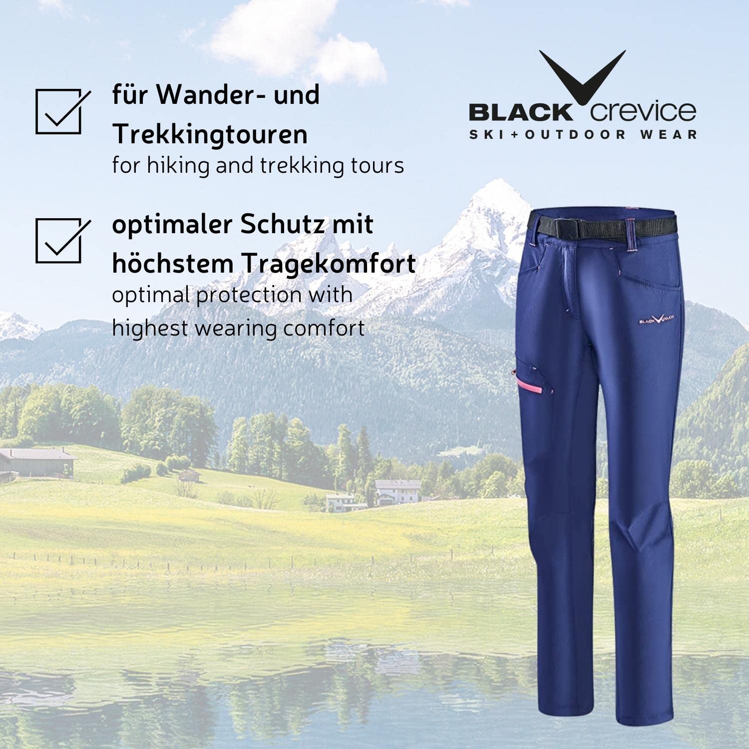 Black Crevice Pantalones de Trekking Mujer Senderismo
