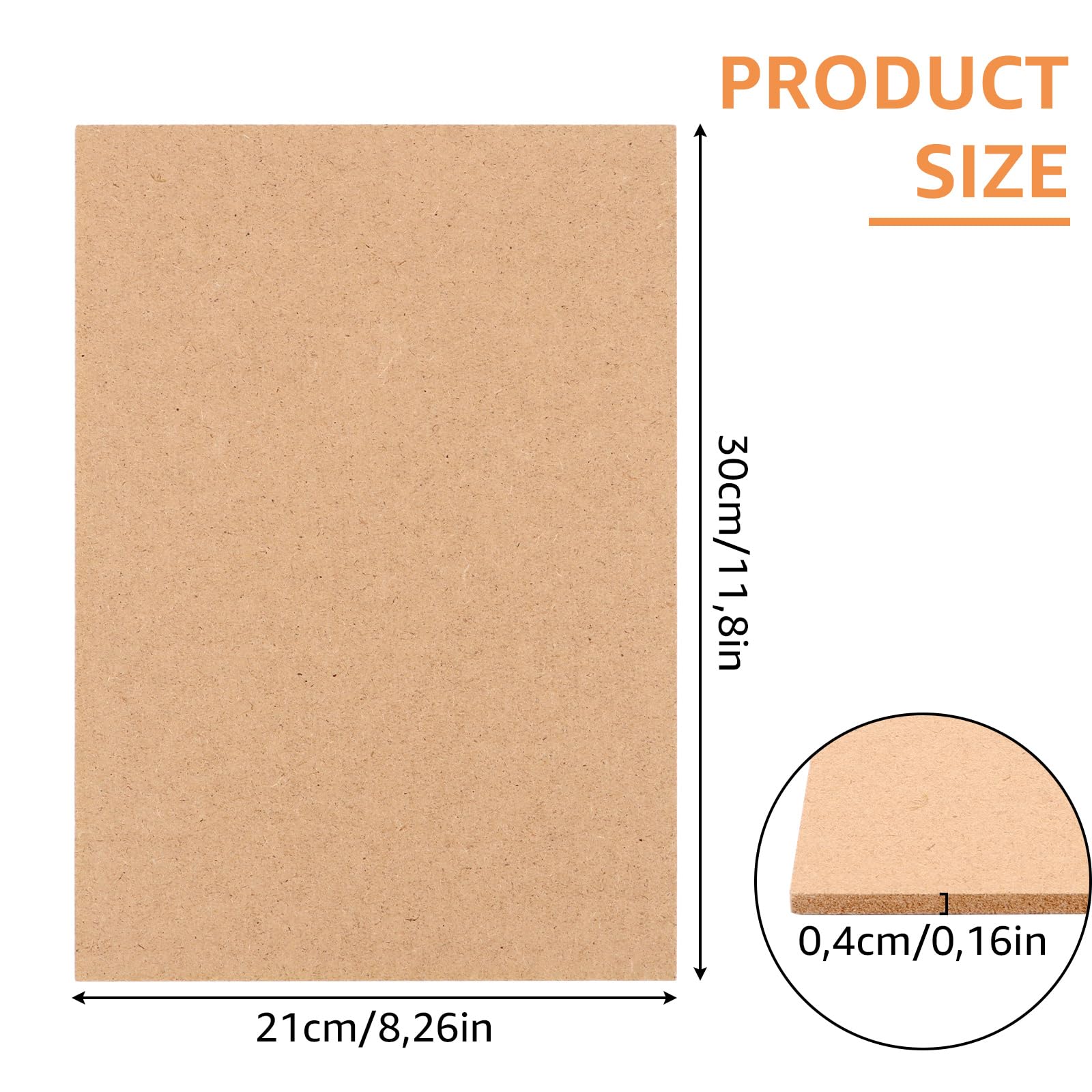 JMIATRY - Lote de 15 paneles de MDF A4, tablero de madera MDF, hoja de madera en bruto para decorar madera, recortar, grabado, 300 x 210 x 4 mm