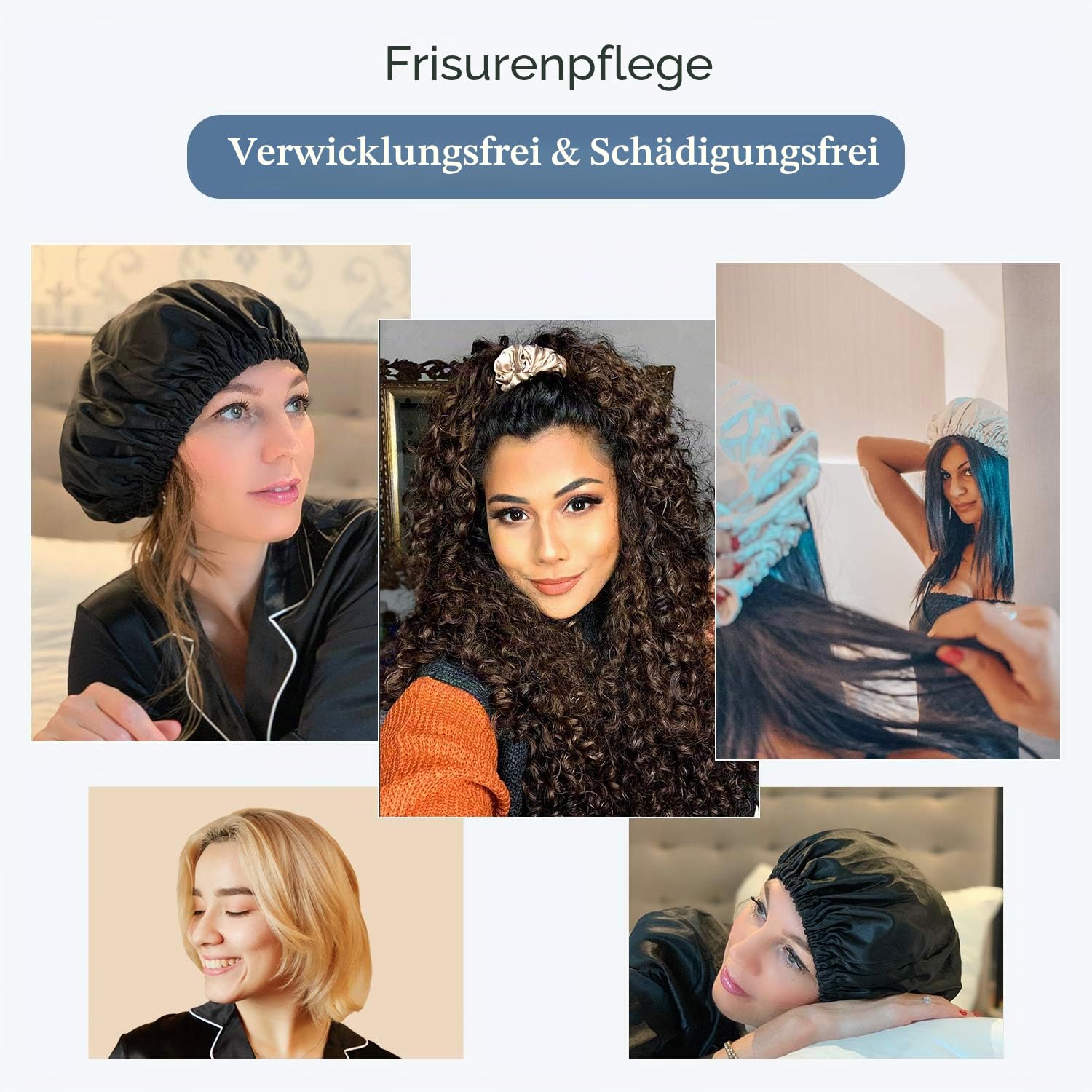 Mommesilk Schlafmütze aus Seide für Damen, 22 Momme, verstellbar, elastisch, reine Maulbeerseide, Schlafhaube für Haarmützen