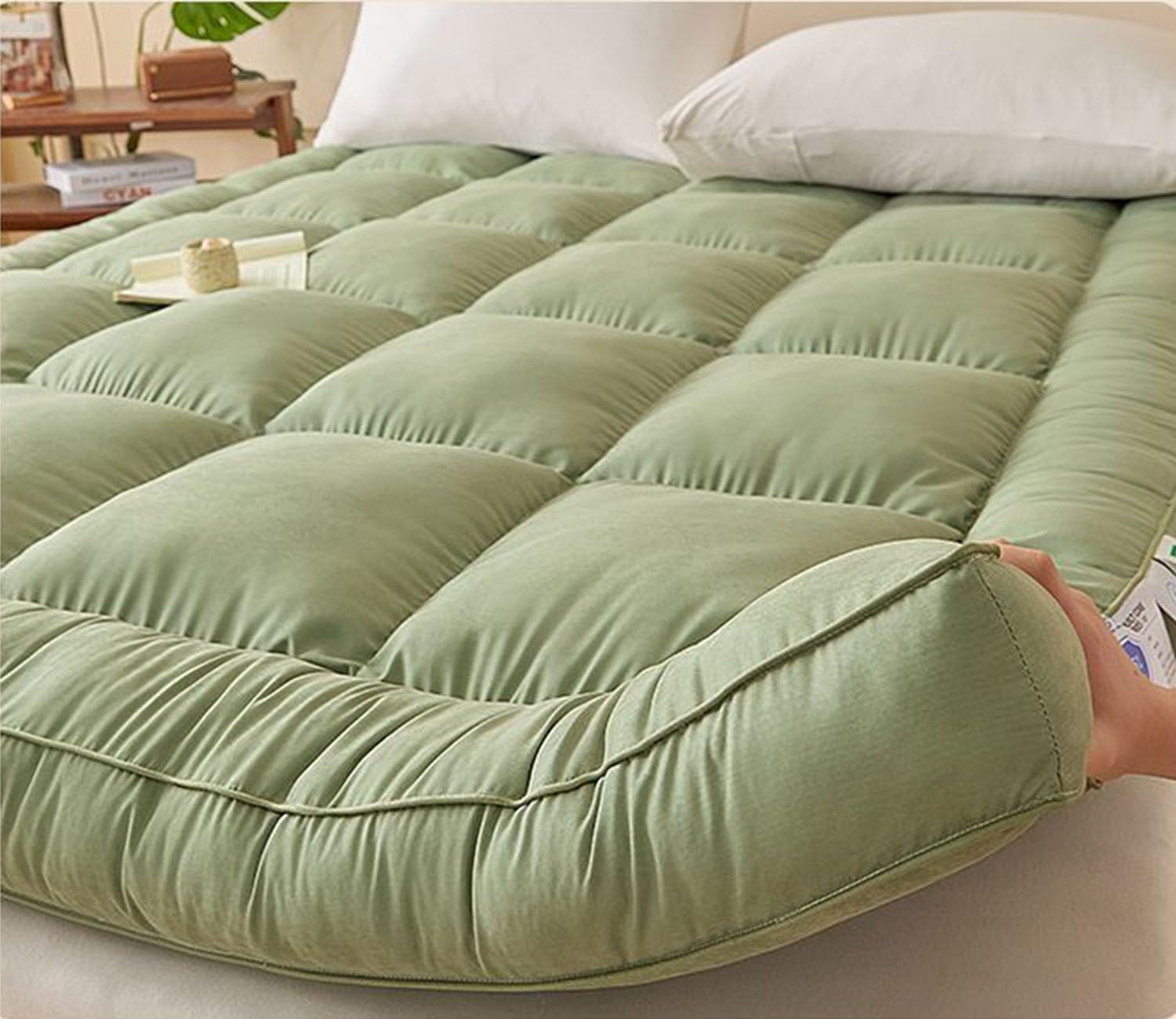 Matelas futon Japonais pour Sol, Matelas King Size Enroulable, lit de Sol Pliable, Matelas Doux réduisant la Pression, Respirant, Matelas futon Double,Jaune,90 * 200cm