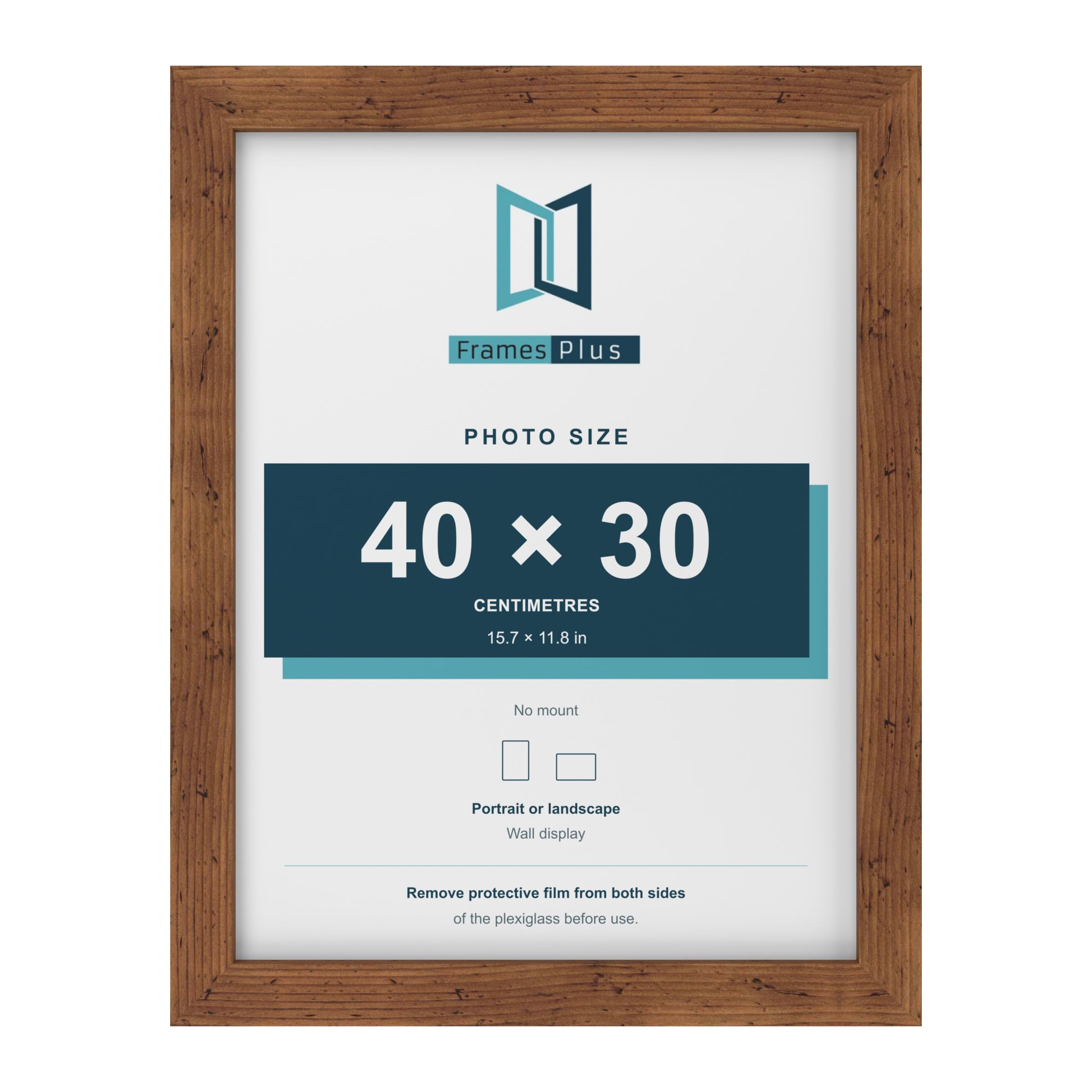 FramesPlus 40x30cm Picture Frame, Rustic, Modern Photo Frame for Wall