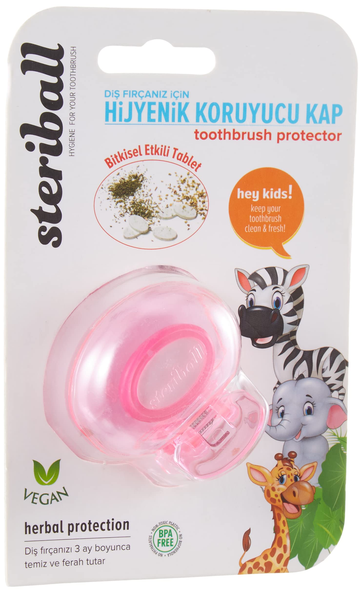 Steriball Diş Fırçası İçin Koruyucu Hijyenik Fil Kids Kap, çok renkli