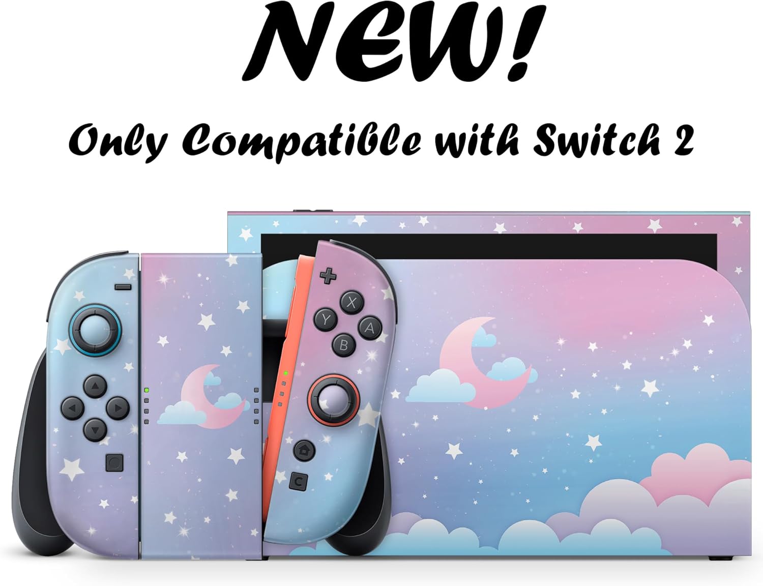 Tacky Design Clouds Skin Compatible with Nintendo Switch 2 Skin Wrap Cover, Blue Kawaii wrap for Nintendo Switch 2 Cover, Premium 3M Vinyl (Switch 2 (2025))