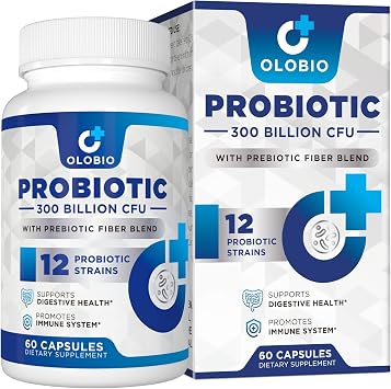 300 Billion CFU Probiotic, 12 Strains with 3 Organic Prebiotics, Probiotics for Women and Men, Daily Supplement for Digestive, Immune, Gut & Bloating Health, Shelf Stable, Vegan, 60 Counts