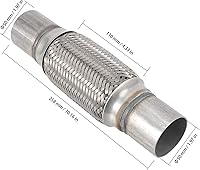 Vista 2 de 4 Pack 2 x 6 Inches Stainless Steel Heavy Duty Exhaust Flex Pipe, Double Braid Exhaust Flex Tube, Overall Length 10 Inches