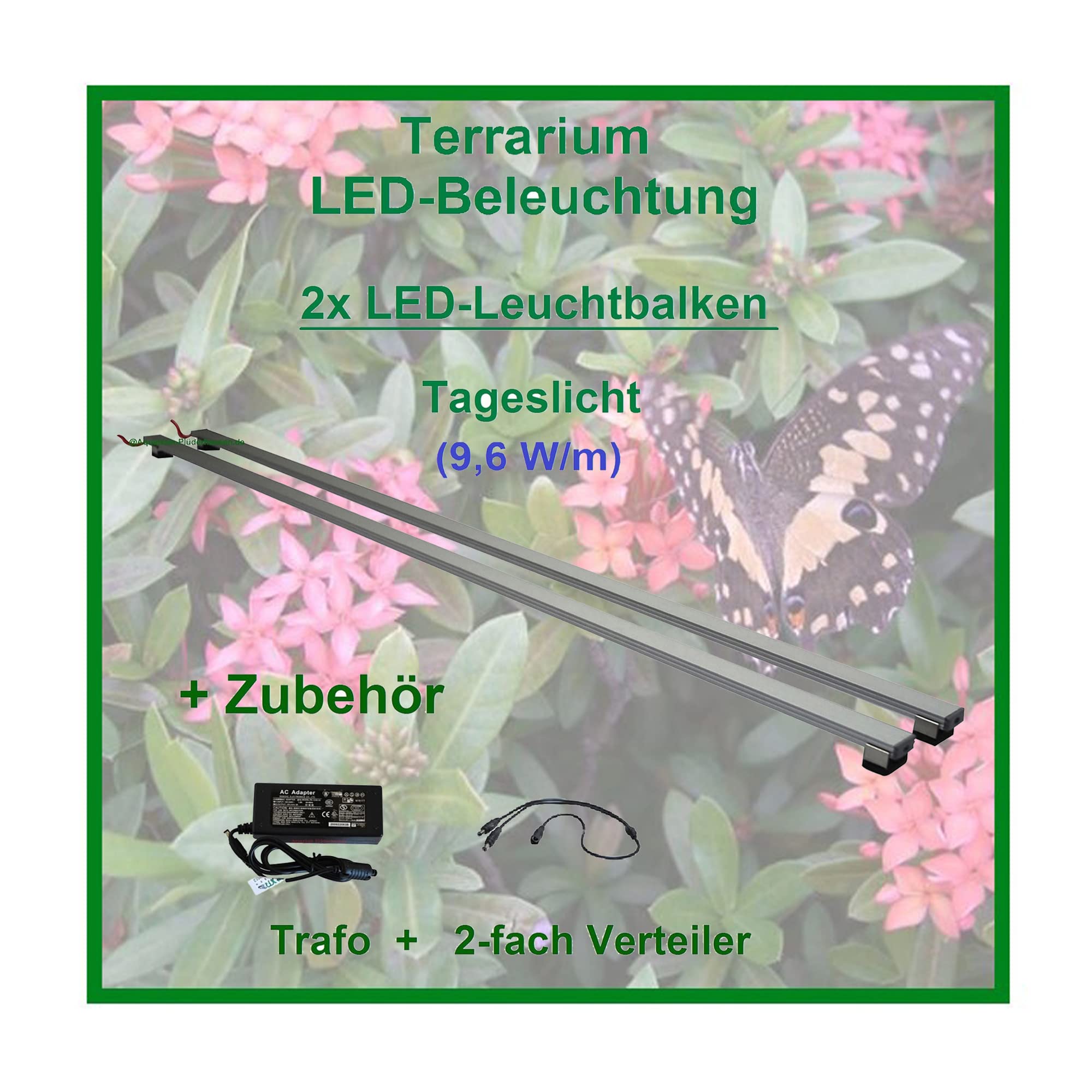 Regenwald Terrarium, Set2: 2x LED-Beleuchtung 30 cm + Zubehör, LED Leuchtbalken,LED Tropen Pflanzenlicht