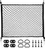 Kofferraum-Netz für Auto & Wohnmobil, 80 x 60 cm (dehnbar bis 160 x 120 cm) – 4 robuste Haken, Ladungssicherung, Hundenetz, Trennnetz, Transportnetz zur ordentlichen Verstauung