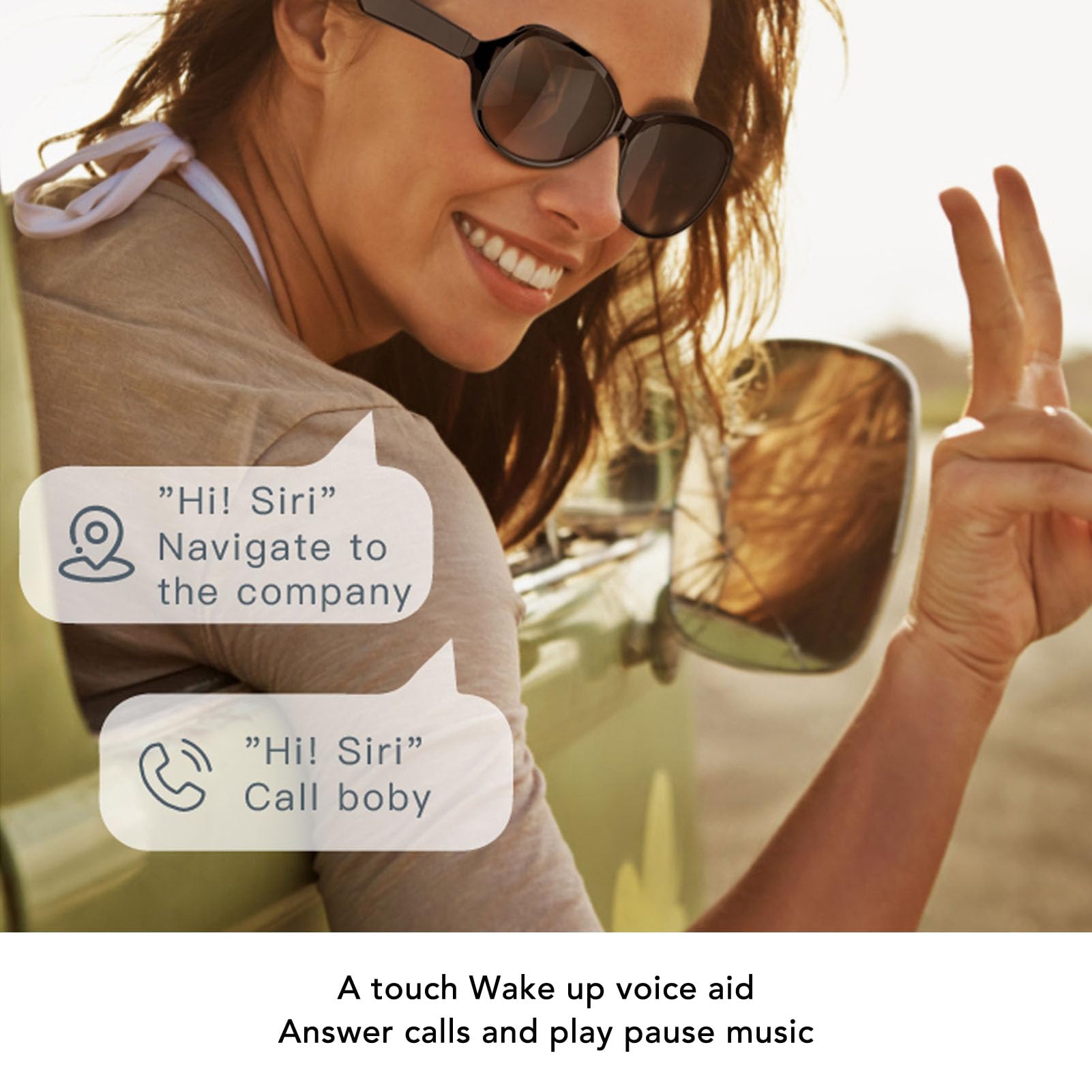 FAUOSWUK Smart Sunglasses For Men, BT 5.4 Smart Glasses For Women Men Built In Mic And 2 Speaker With One Touch Smart Control Headphone Sunglasses