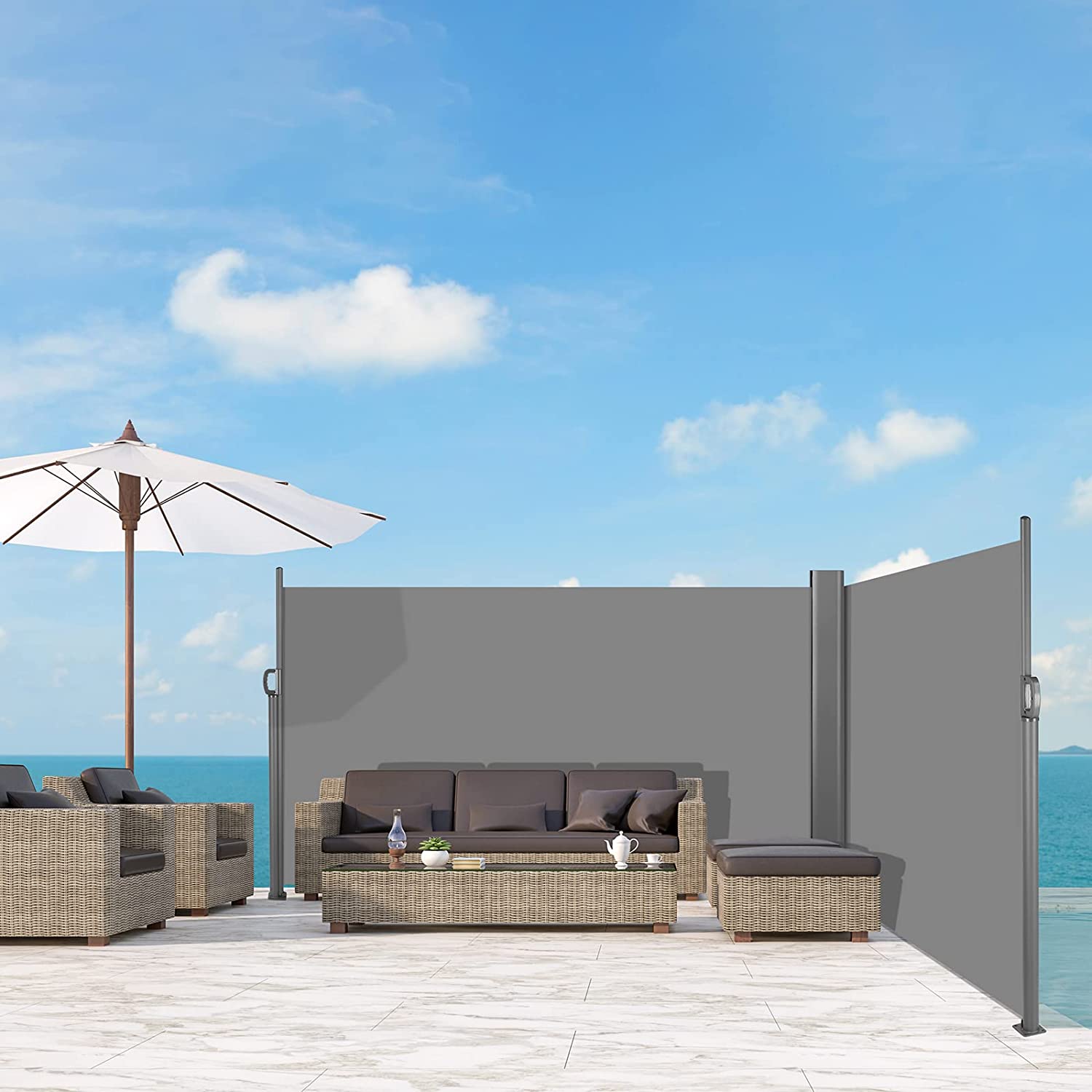 LIFERUN Store Latéral 160 x 350 cm (H x L),Auvent Latéral Extensible LIFERUN Store Latéral 160 x 350 cm (H x L),Auvent Latéral Extensible