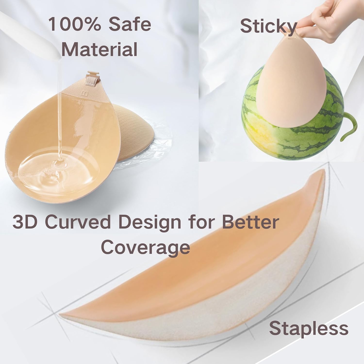 Sticky Bra Push Up for Women 2 Pairs Invisible Silicone Adhesive Bra for Backless Dress,Reusable - Image 7