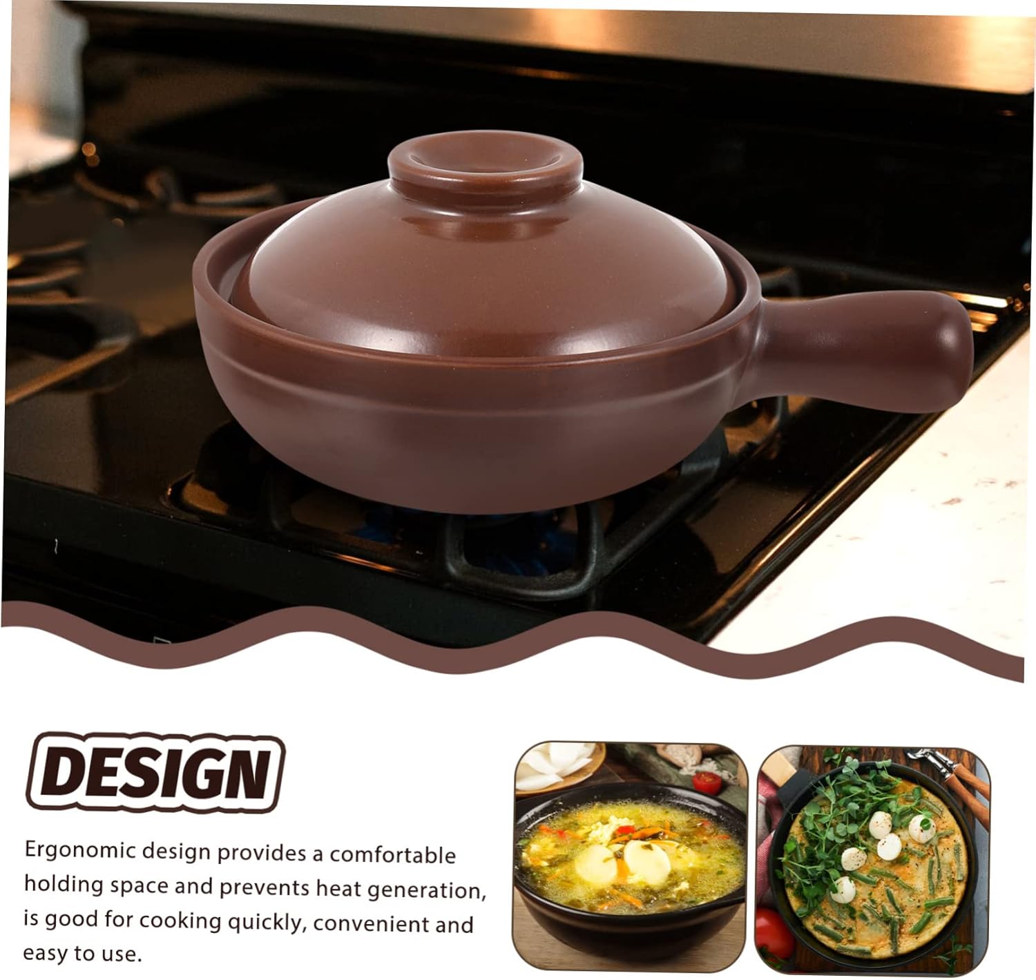 IMIKEYA Ceramic Casserole Dish Lid French Onion Soup Bowls Cookware Heat Retentive Easy Clean