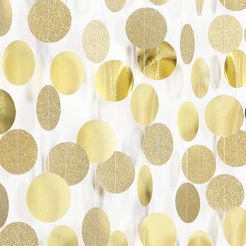 Guirnalda de papel para decoración de fiesta de compromiso, color dorado champán, 52 pies, banderines colgantes de boda, despedida de soltera,