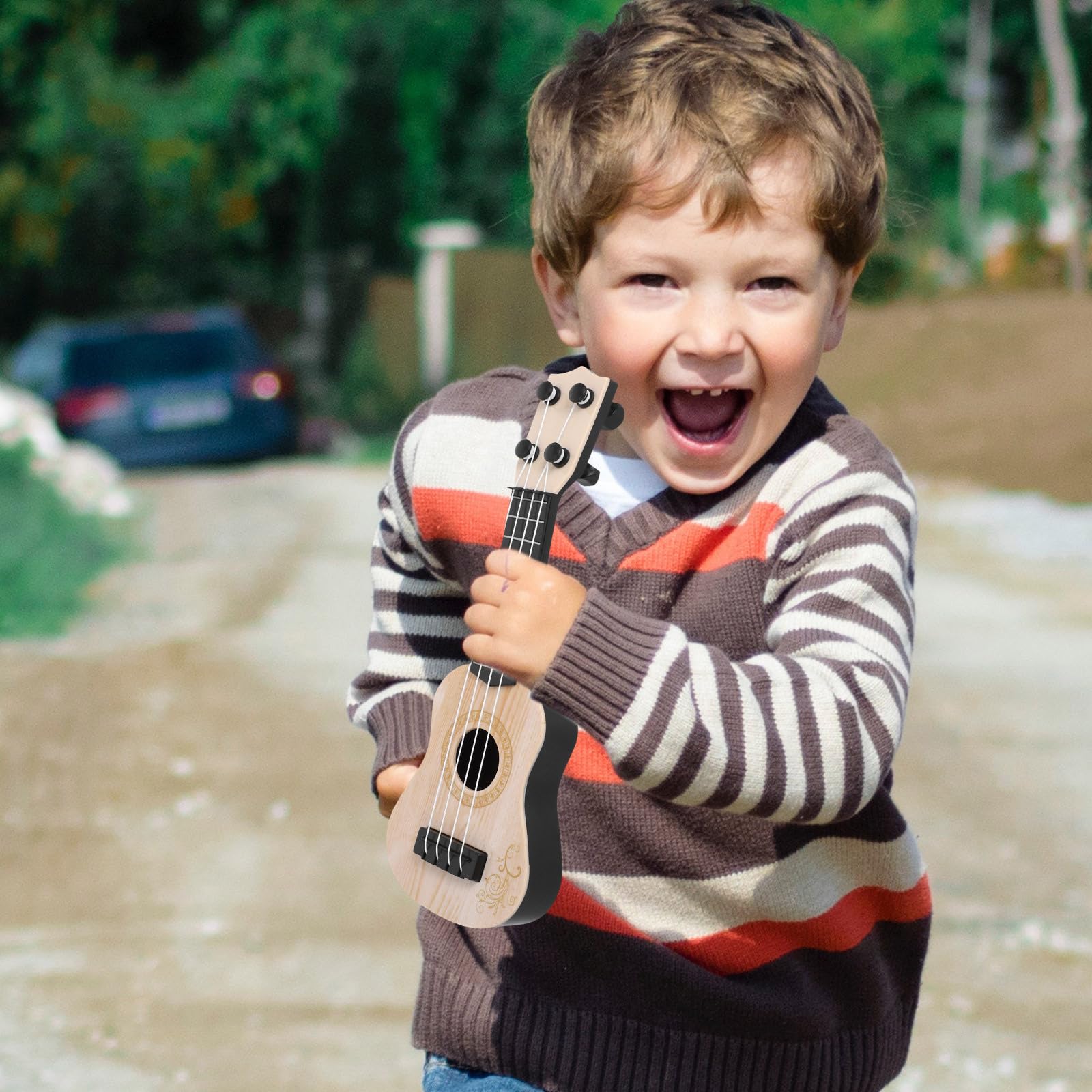 Juguetes de ukelele para niños – Mini guitarra de 4 cuerdas, instrumento de iluminación musical para edades de 3 a 5 años, regalo divertido y educativo 5