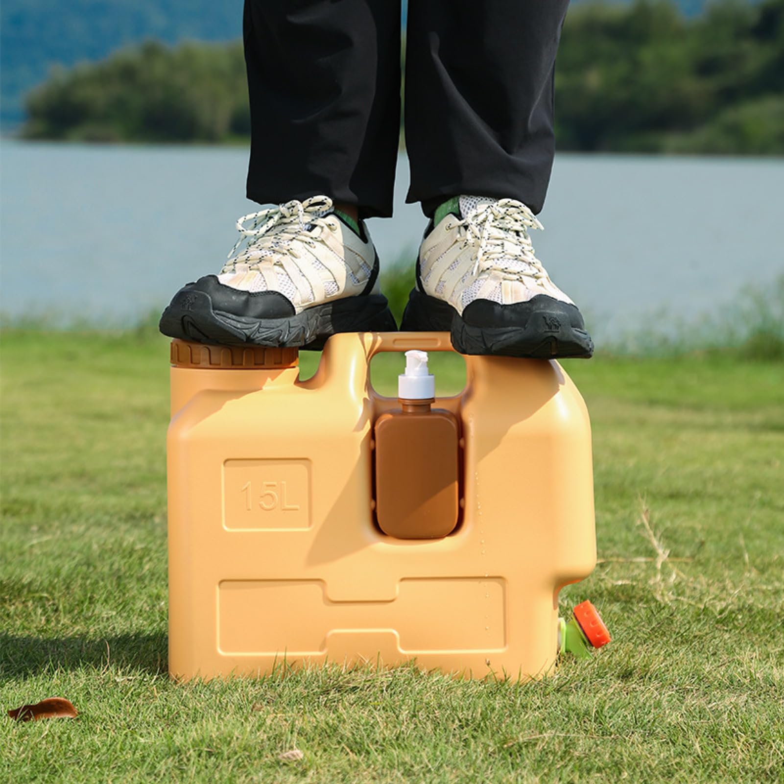 Genérico Tanque De Agua Portátil 20L Con Botella De Jabón Para Manos | Contenedor De Almacenamiento De Agua Potable Para Exteriores Pesca Picnic Viajes Supervivencia Senderismo Caza Familia y