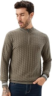 status quo Men’s Trendy Textured Knit Half Zip High Neck Full Sleeves Sweater-picture-36