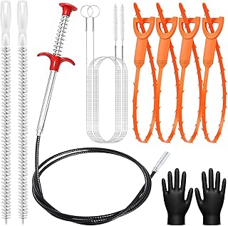 Drain Snake 10PCS—63inch Heavy Duty Plumbing Snake,60inch Snake Sink Brush,20inch Clog Remover,18inch Cleaning Brush and Gloves,Drain Auger for Bathtub,Toilet,Sewer,Kitchen Sink,Drainage Pipe