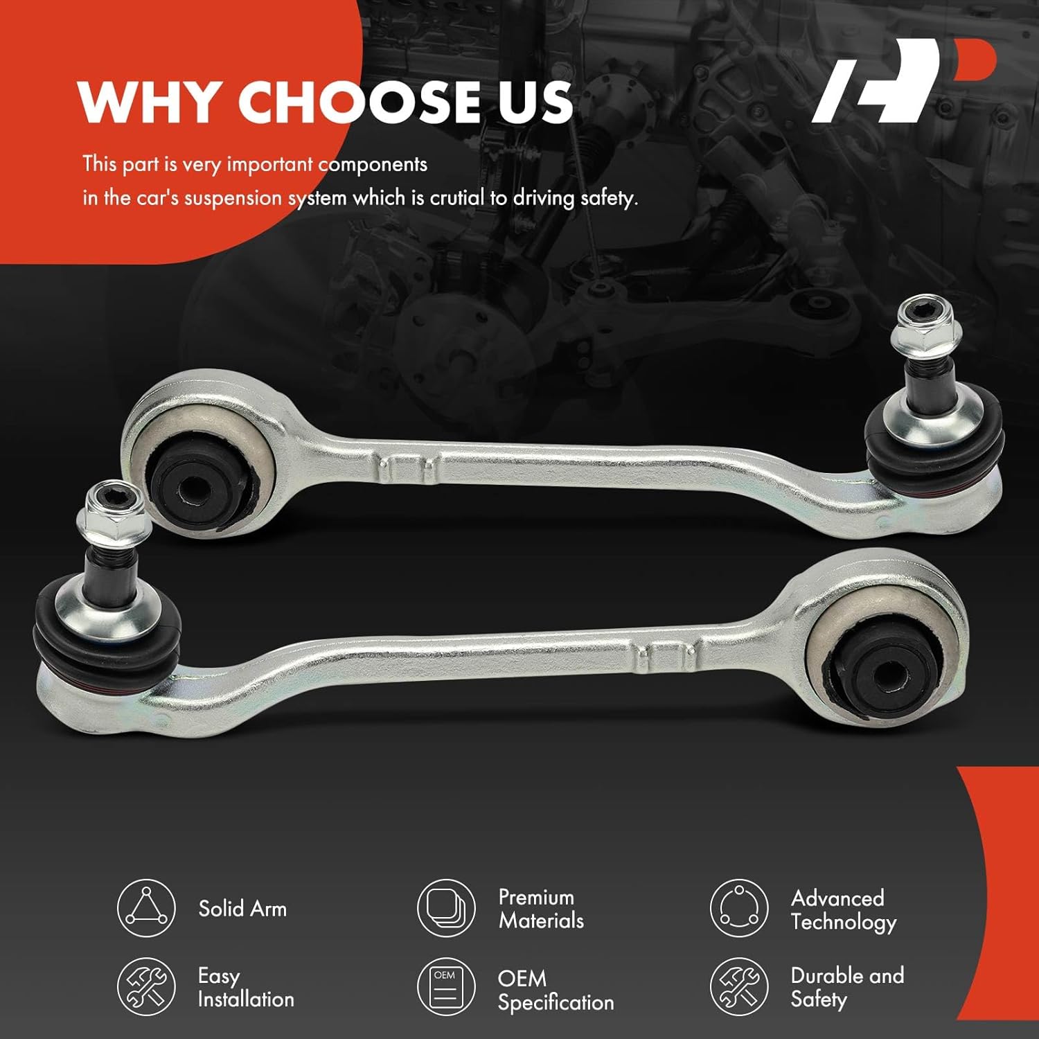 A-Premium 2 x Front Rearward Lower Control Arm with Ball Joint & Bushing, Compatible with BMW X3 2018-2021, X4 2019-2021