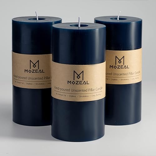 Miniatura 271 de MOZEAL Velas de pilar extra grandes de color borgoña de 4" x 10" (juego de 2), sin perfume, sin goteo, sin humo, de larga combustión limpia, velas
