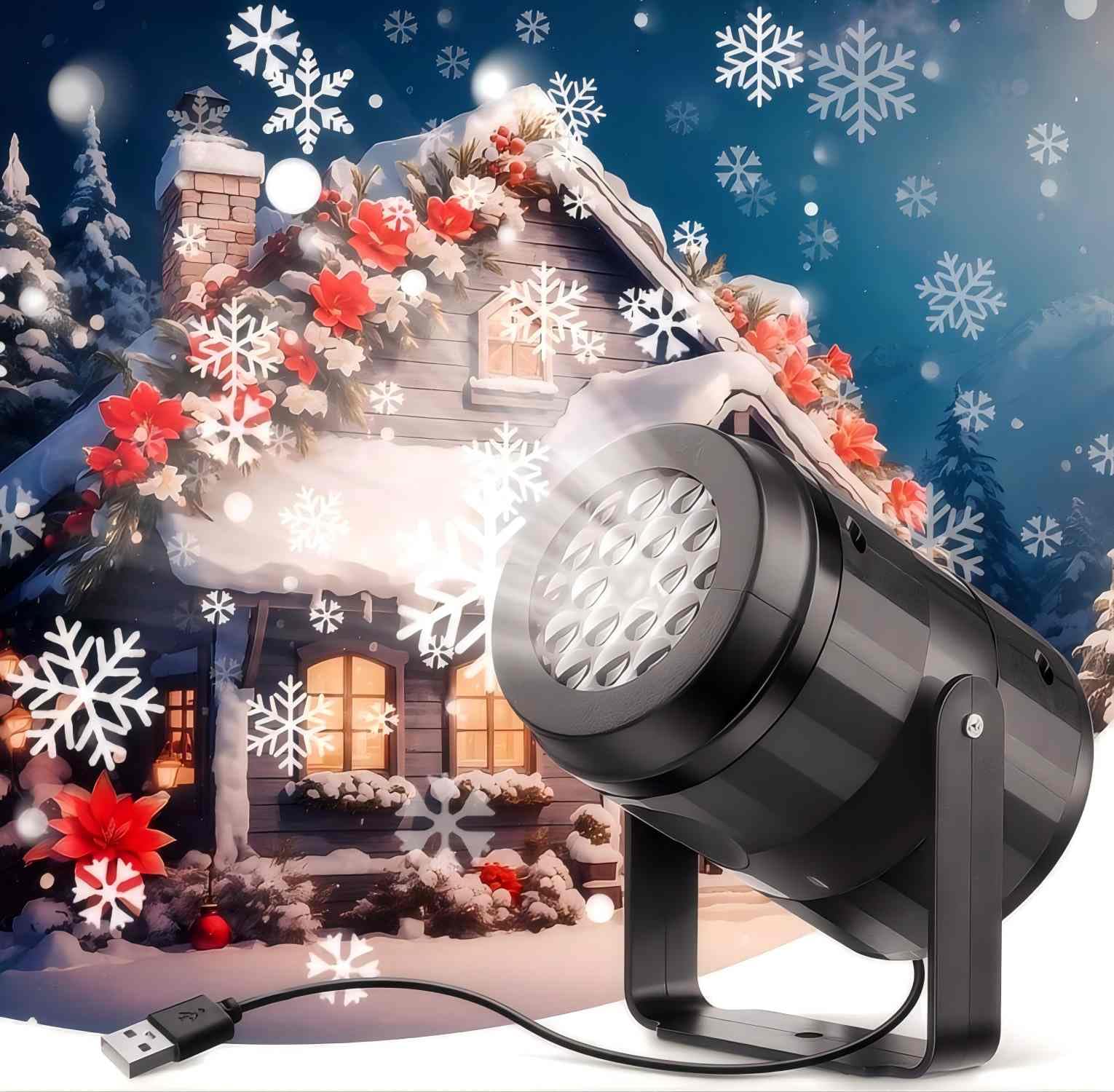 Ruutcasy White Christmas Projector Led Lights,Projector Lamp Waterproof Projection Light Snowflake Snowman Christmas Tree Light For Christmas Xmas Party Decorations Garden Indoor & Outdoor