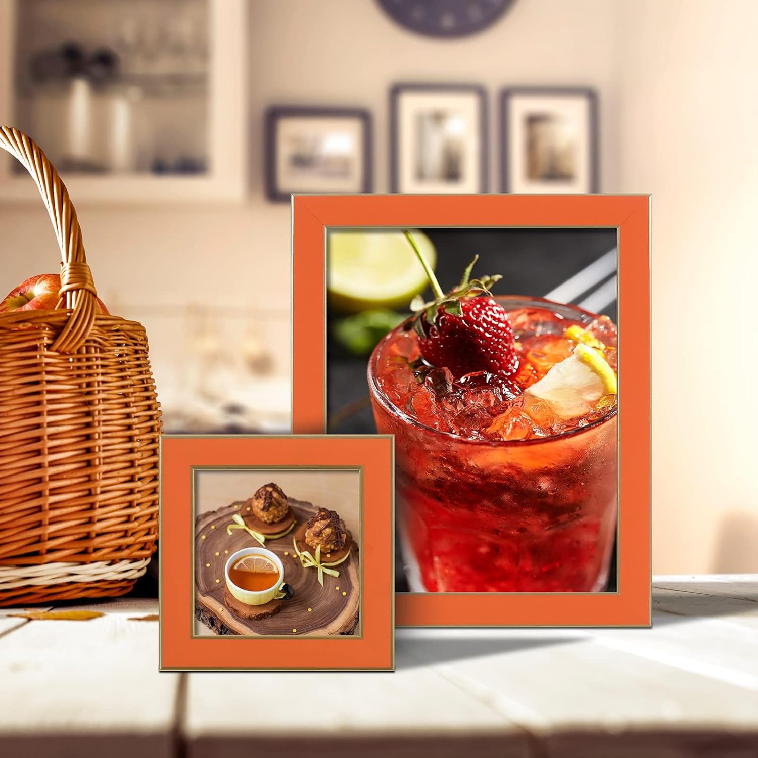 CORE ART 5x7 Orange Picture Frame, 5 by 7 Colorful Photo Frame with HD Plexiglass, Wall or Tabletop Display Orange 5''x7'' (1 pack)