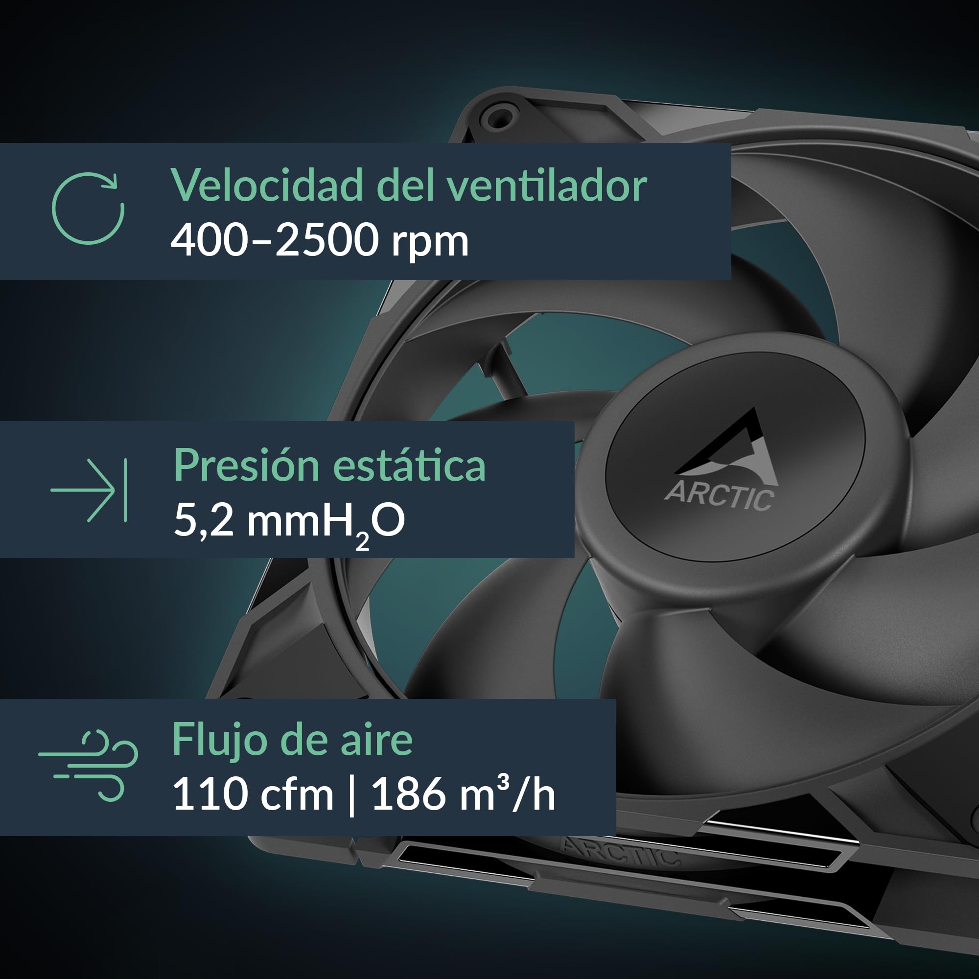 ARCTIC P14 Pro PST (5 Piezas) - Potente Ventilador de Caja PC Premium, Case Fan PWM 140 mm, Divisor de Cable en Y, 400–2500 rpm, 0 rpm <5% PWM, Rodamiento fluidodinámico, 4 Pines - Negro