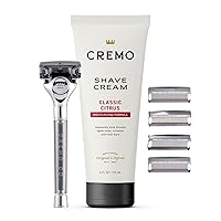 Vista 1 de Cremo Juego de regalo original para afeitado para hombres, incluye crema de afeitar Impossibly-Slick de 6 onzas, maquinillas de afeitar cromadas