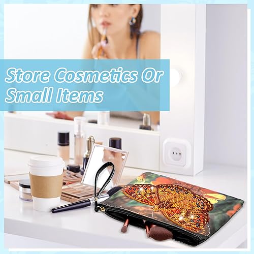 Miniatura 6 de Silkfly 6 monederos de pintura de diamantes, bolso de mano con diamantes para bricolaje, bolsas de pintura de piel sintética, cartera de pulsera