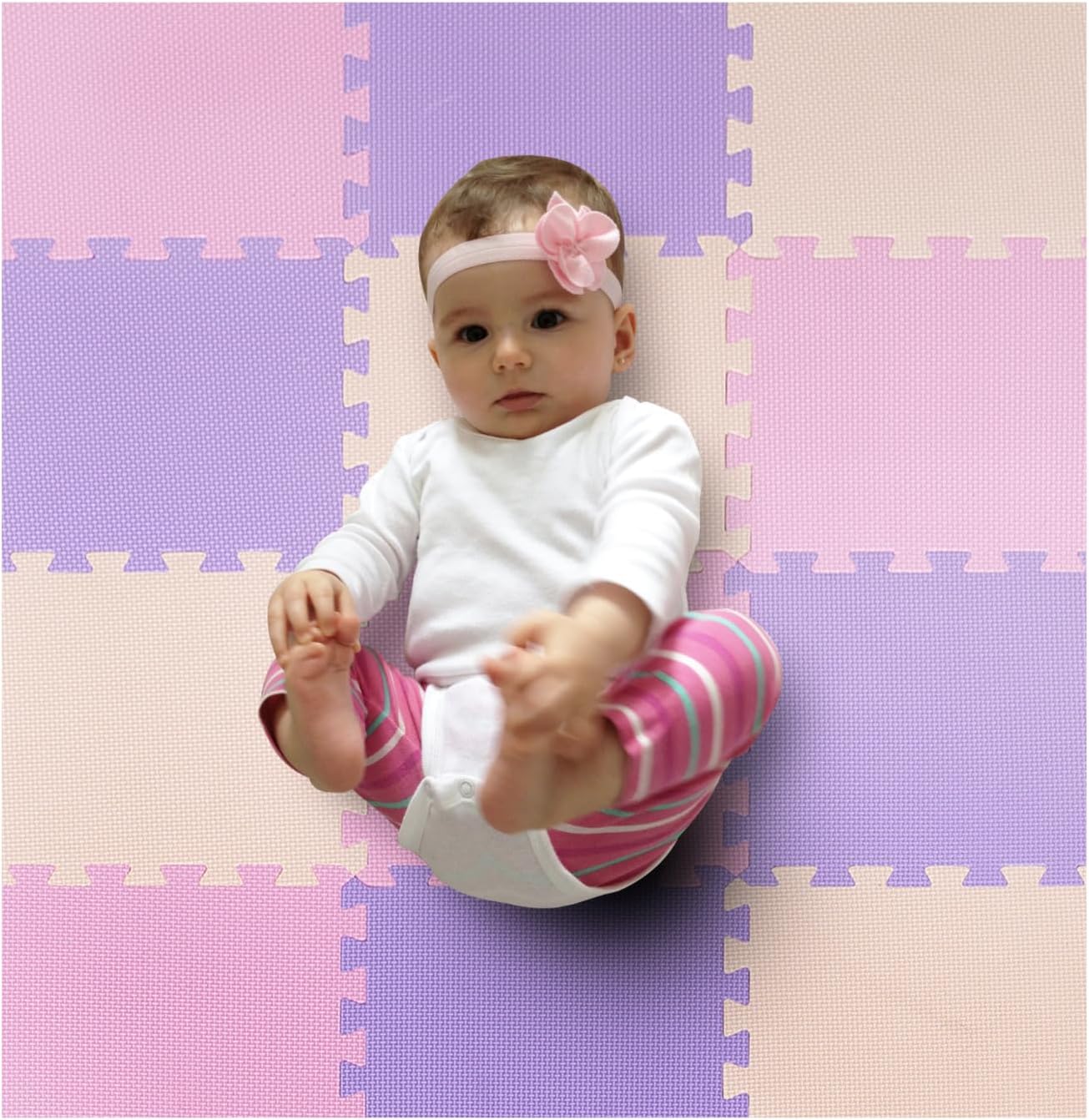MioTetto Foam Floor Tiles for Kids - Non-Toxic Comfortable Baby Play Mat and Interlocking Foam Tiles, Fits with 50x50 Playpen Mat for Crawling & Development, Soft Play Mat for Babies 6-12 Months