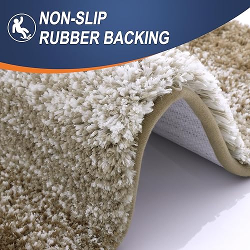 Miniatura 202 de OLANLY Juego de 2 alfombras de baño de 2 piezas, alfombras de baño de microfibra suave y absorbente y alfombra de inodoro con contorno