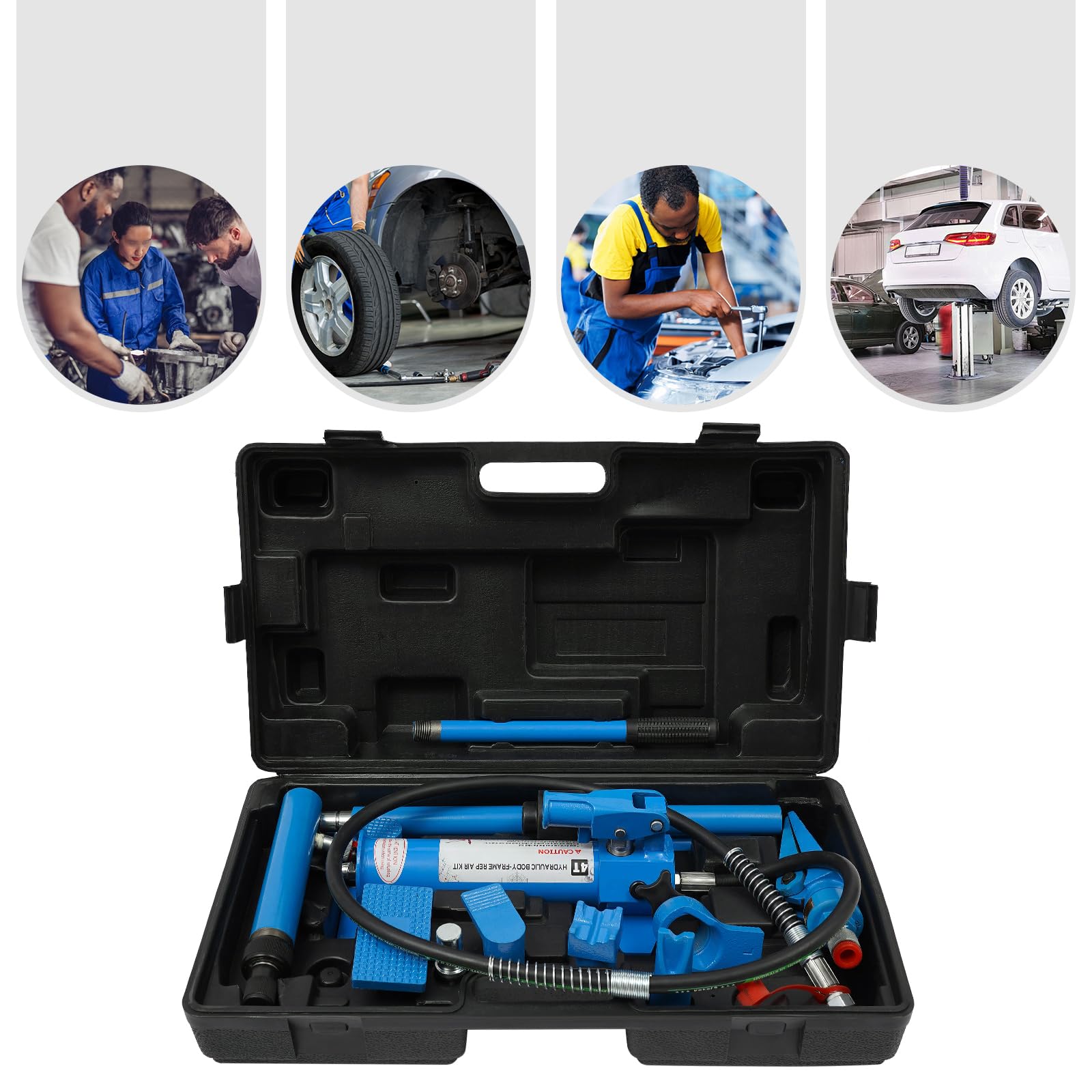 Gato hidráulico 4T con maletín, gato hidráulico para reparación de coches (azul)