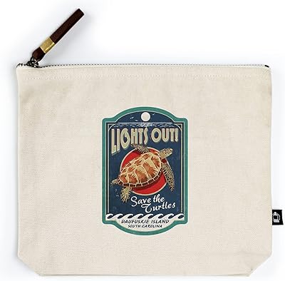 Lantern Press Daufuskie Island, South Carolina, Sea Turtle Vintage Sign, Contour (100% Cotton Canvas Travel Accessory Go Bag)