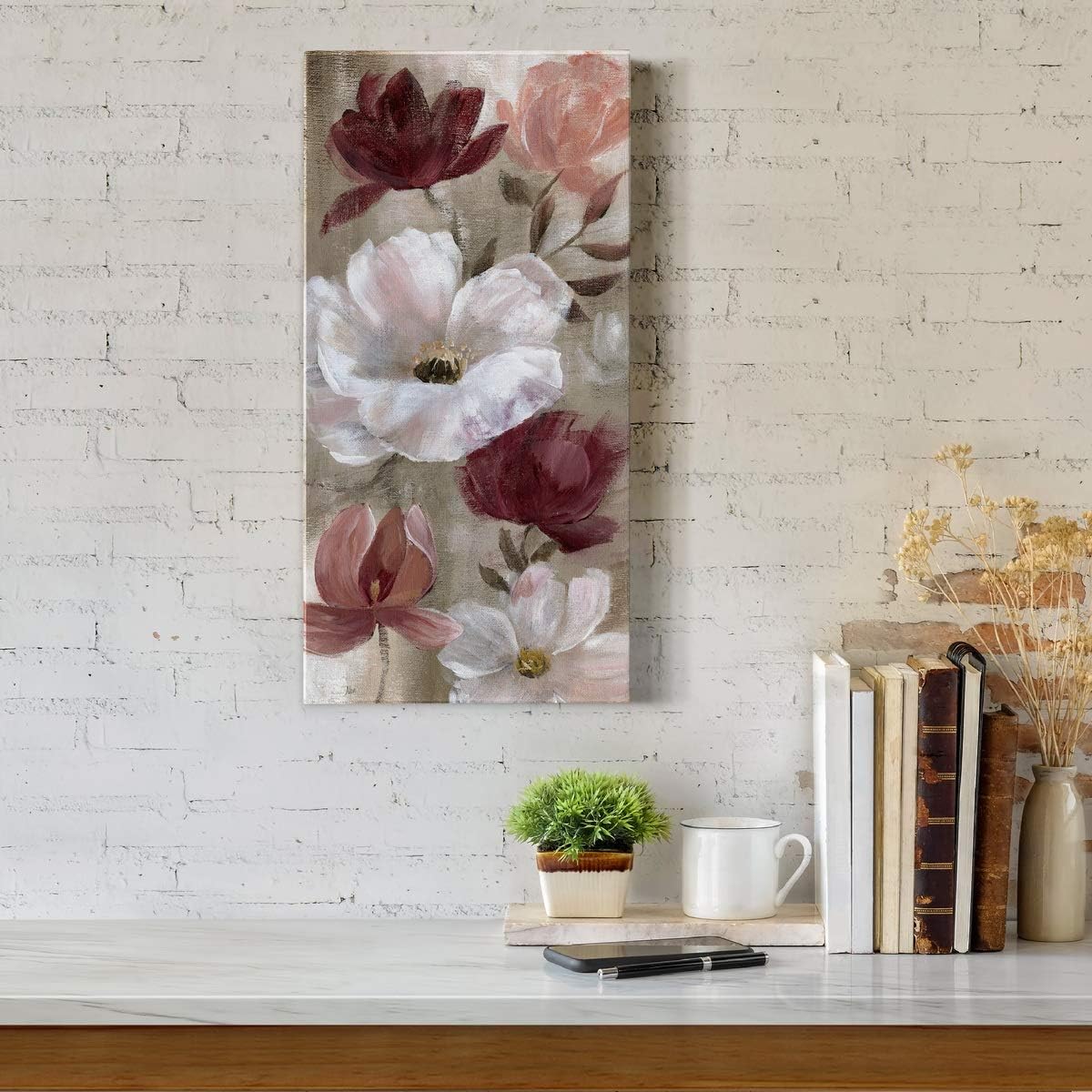 Renditions Gallery Canvas Flower Wall Art Home Paintings & Prints Colorful Rose Garden Glam Modern Romantic Botanical Artwork Decorations for Bedroom Office Kitchen - 8"x16" LT43 image 5