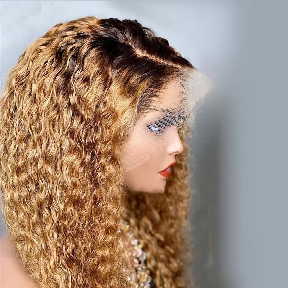 Haarpflege 180 Dichte Ombre Blonde 26“ Lange Verworrene Lockige Lace-Front-Perücke Für Frauen Bei Hohen Temperaturen Ohne Kleber Täglich