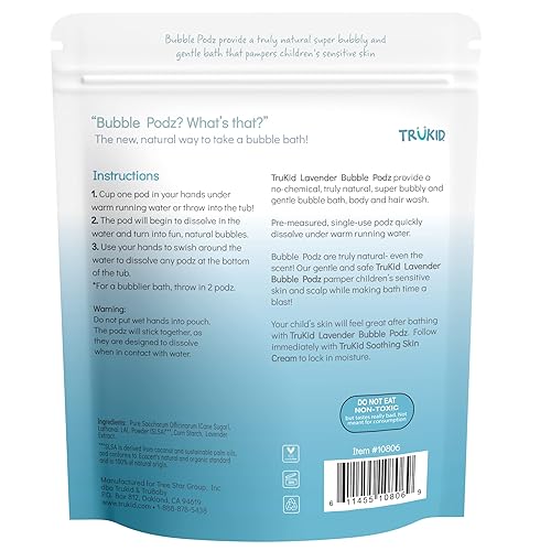 Miniatura 45 de TruKid Bubble Podz - Baño de burbujas para niños, niños pequeños y bebés, bomba de baño suave y refrescante sin lágrimas para piel sensible con