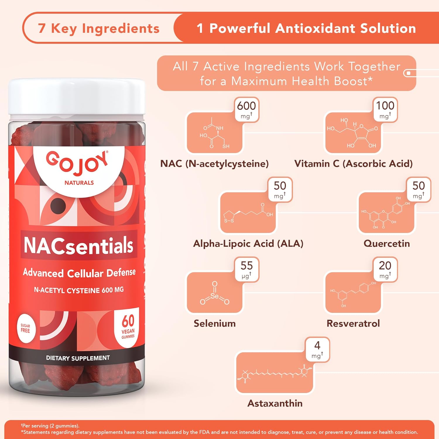 GOJOY NATURALS NAC 600mg + Choline & DHA Gummies Bundle - Nutritional Support for Daily Wellness