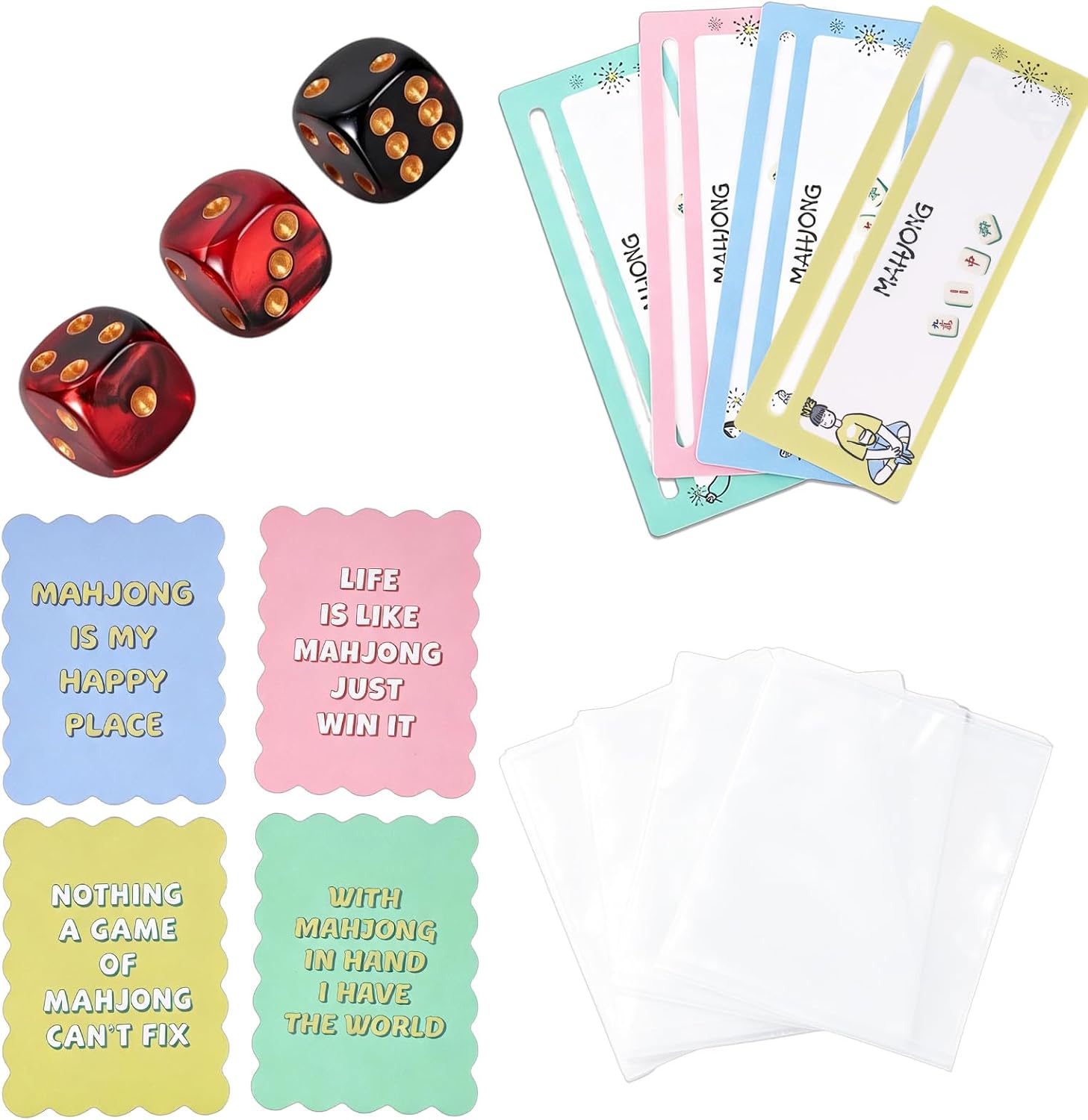 Gosknor 4 in 1 Mahjong Accessories Set 2026 for Party & Gift