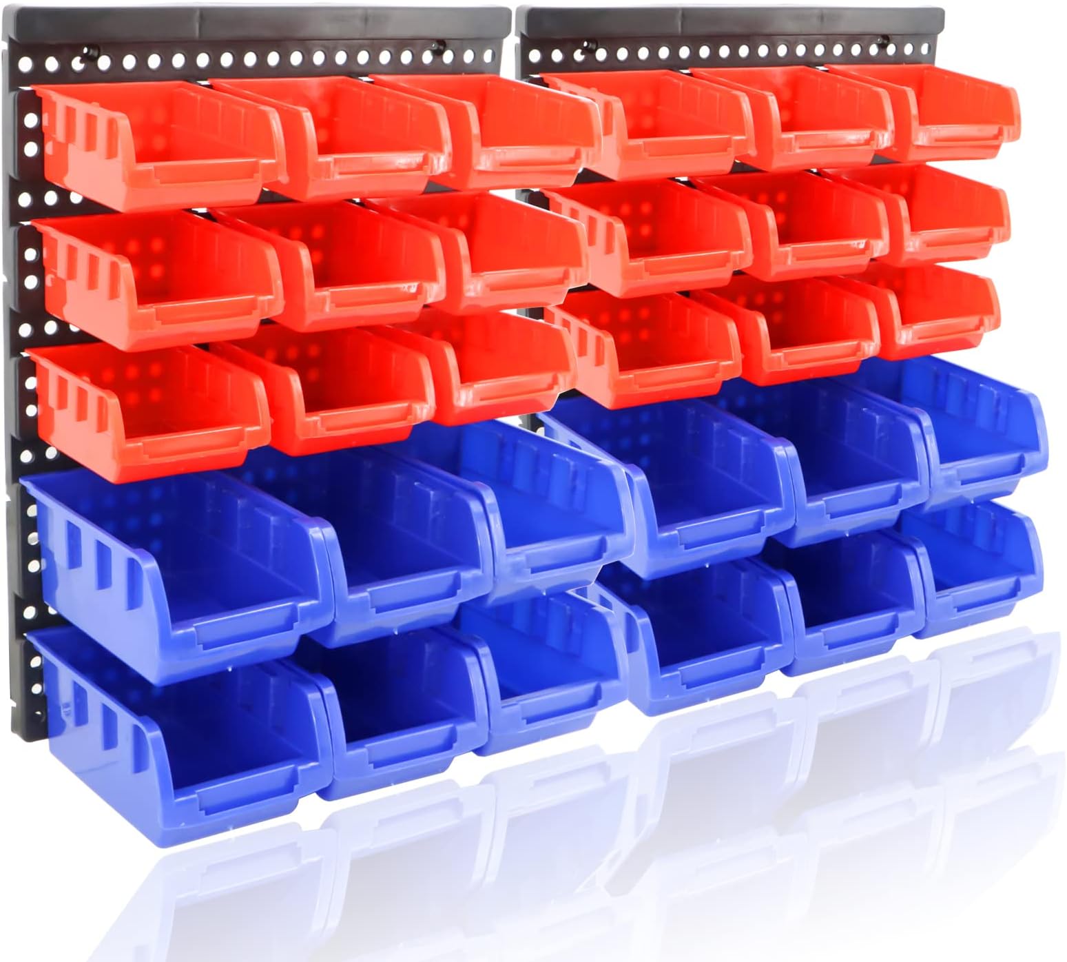 Wall Mounted Storage Rack - 30Pcs Workshop Parts Organizer for Garage - Bolt Bins for Nail, Screw, Bead, Button Hardware