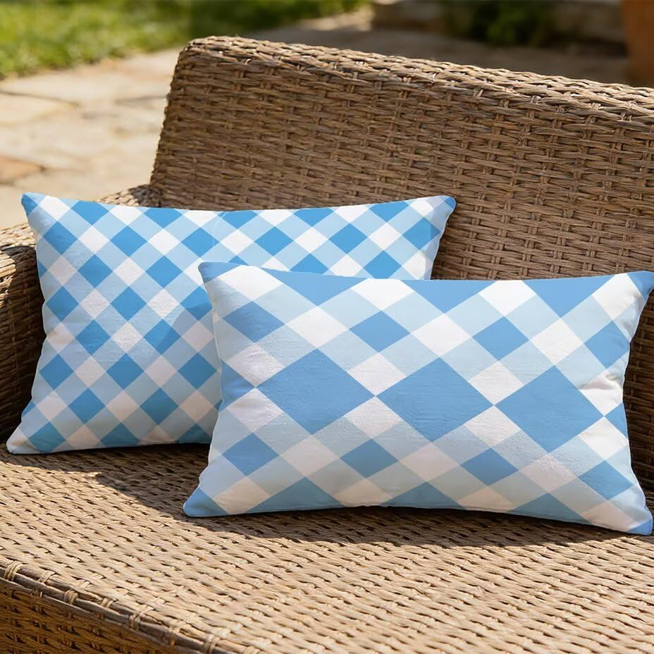 Housse de coussin extérieur imperméable 40x80 bleu anti-UV pour mobilier de jardin