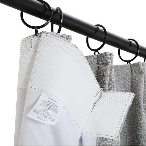 Miniatura 2 de TWOPAGES Cortina de lino gris mezclado para dormitorio con forro de privacidad cortina plisada a medida 72 pulgadas de ancho x 108 pulgadas de largo