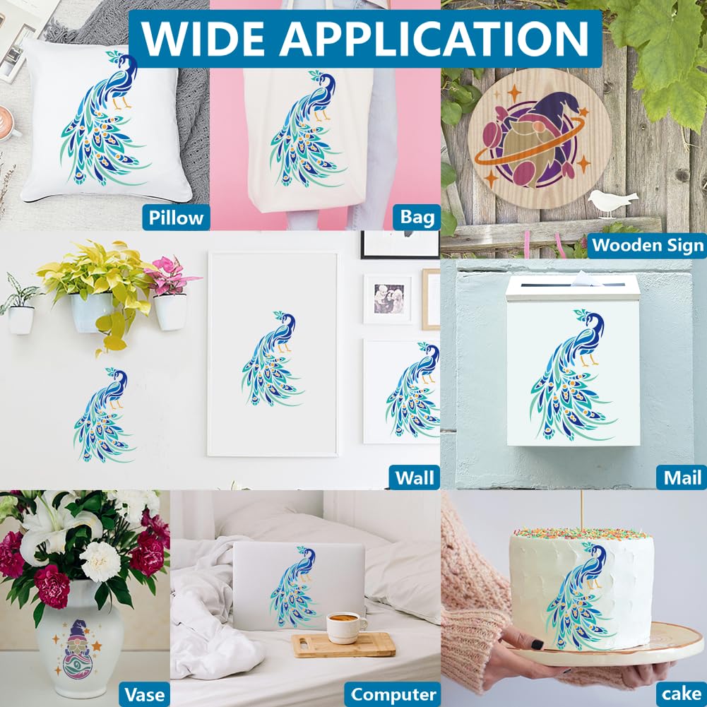 GSS Designs Peacock Stencil - 12x16 Inch Large Reusable Stencil For Painting On Wood, Walls, Fabric & More - View #3