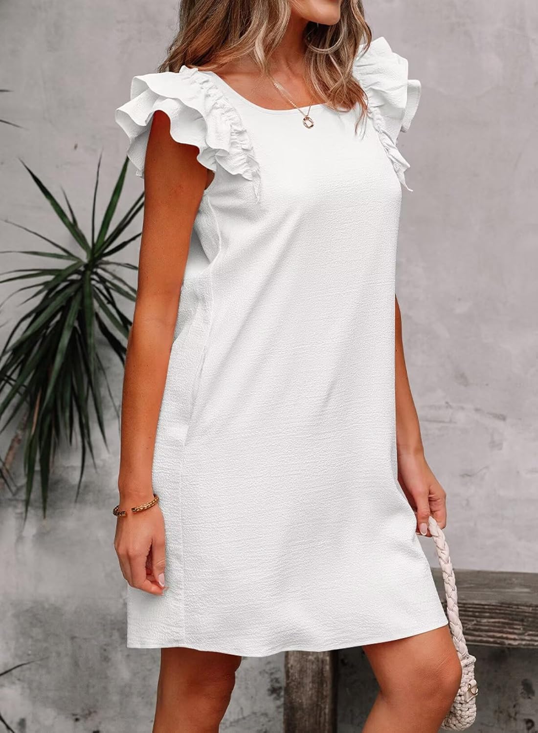 Womens Summer Dresses Bow Tie Back Sundresses for Women Ruffle Short Sleeve Dress Casual Cute Sundress with Pockets - Image 5