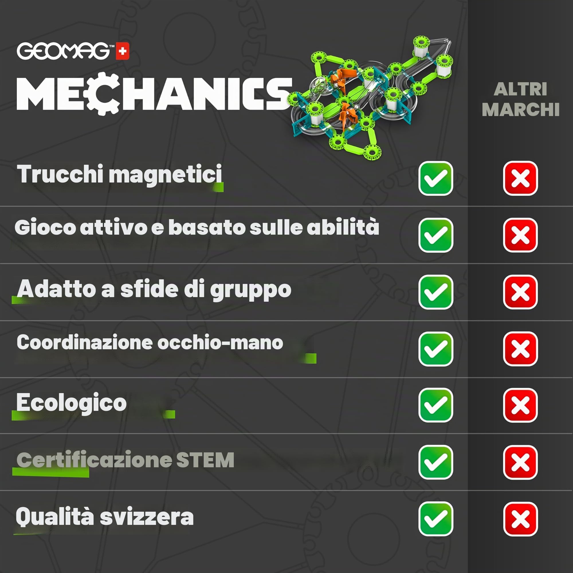 Geomag - Mechanics Gravity Race Track - Gioco Educativo e Creativo per Bambini - Costruzioni Magnetiche, Pista da Corsa con Blocchi Magnetici - Confezione da 67 Pezzi