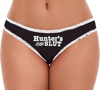 Knaughty Knickers Hunters Little Slut Hunter Personalized Slutty Bedroom Play Black and White Bikini Panties Adult Flirty Fun