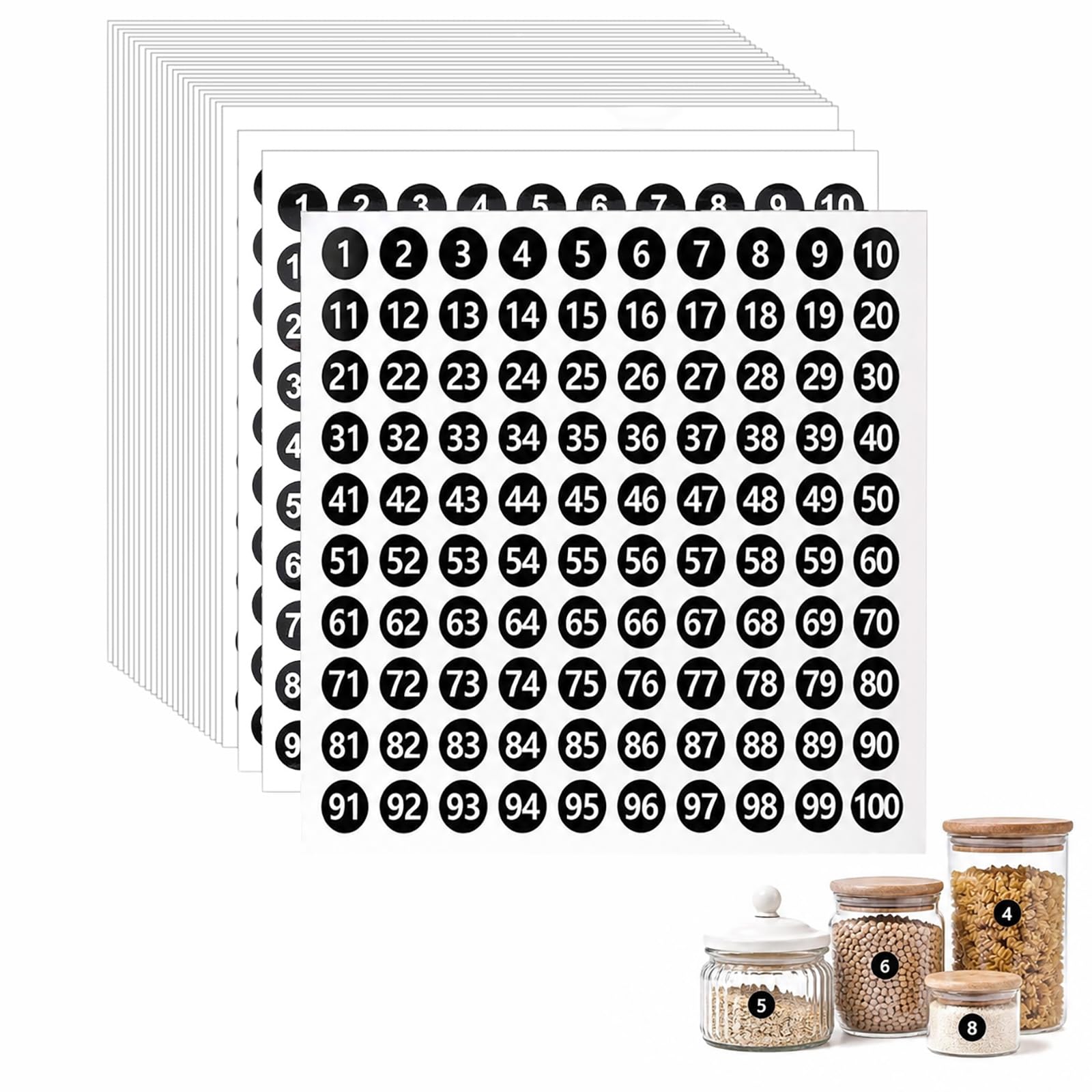 Cordial Mart 25 Sheets 1-100 Consecutive Number Stickers 1cm Round