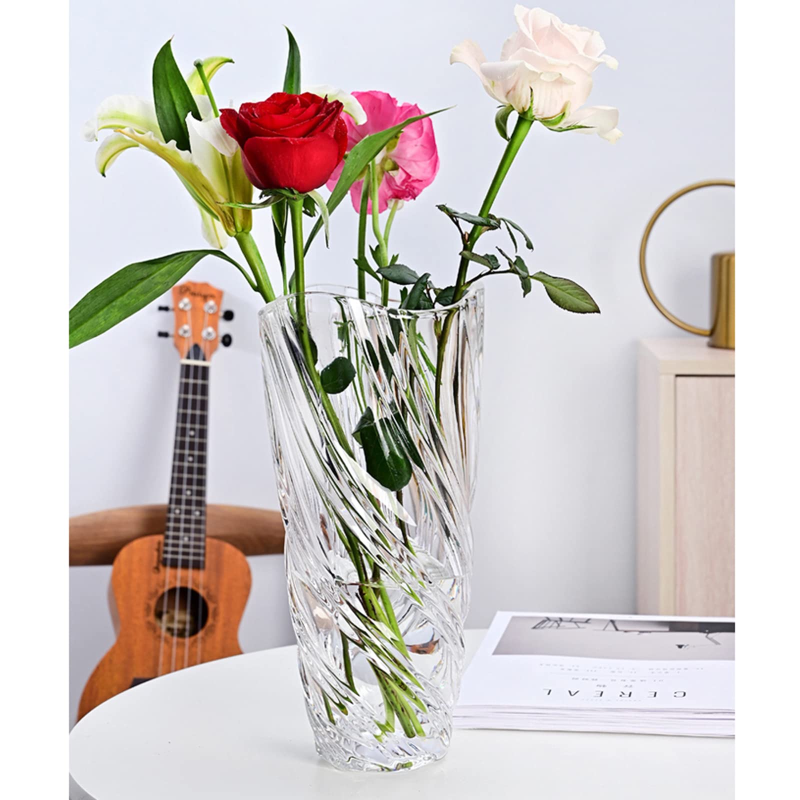 Szklany wazon na kwiaty, nowoczesny minimalistyczny wazon Nordic Glass Floral ręcznie wykonany aranżacja kwiatowa dekoracja hydroponiczna ozdoba do domu, na stół jadalny, prezent na wesele