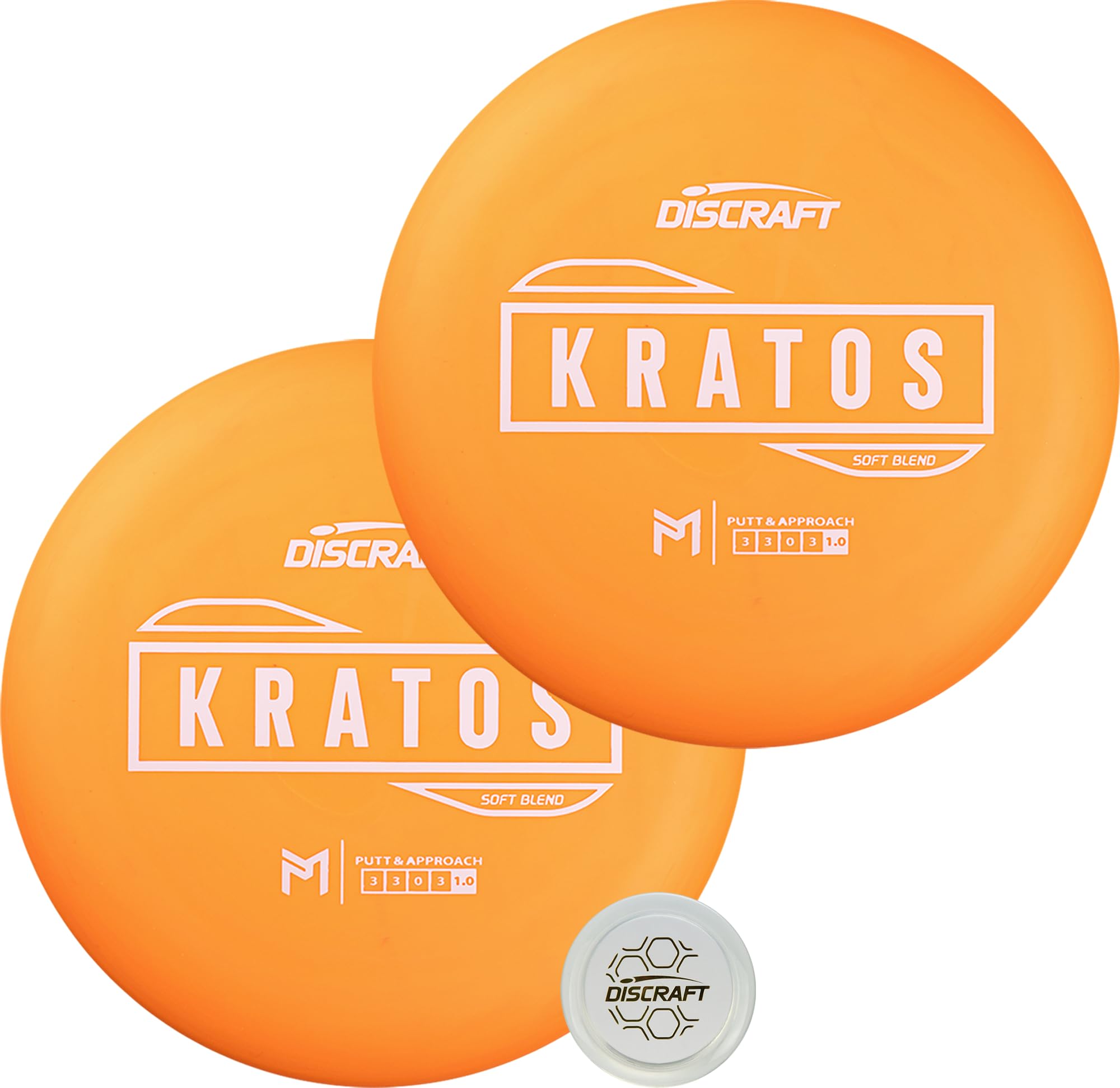 Discraft Soft Kratos 2-Pack | Matching Orange Putters - Varied Foils - 170-172g, Consistent Control and Performance